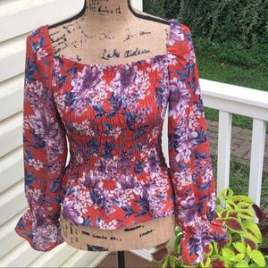 NWT En Creme Floral Blouse Multi-Colored Medium